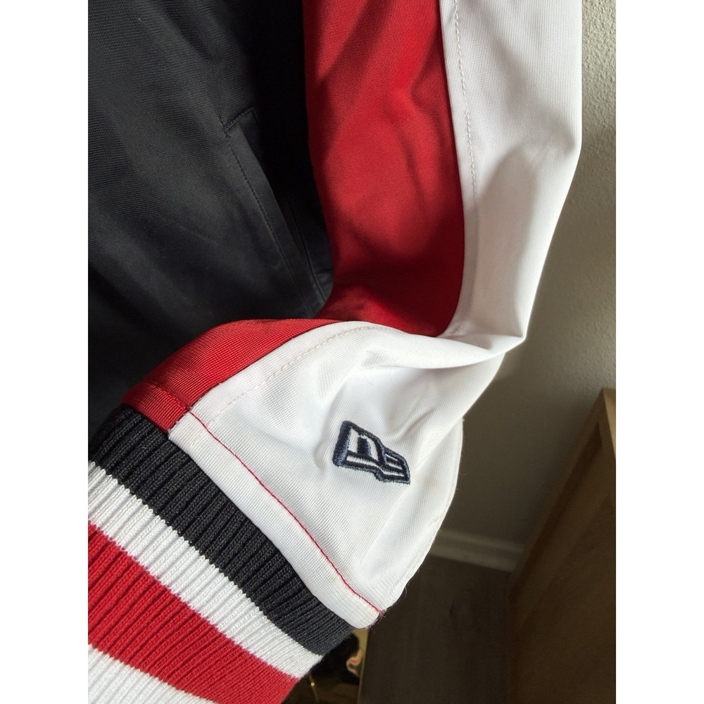 New Era Atlanta Braves Mens Jacket Size L MLB Baseball Navy Blue Full Zip Logo - Picture 3 of 7